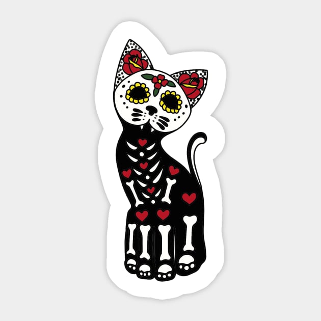 Dia de los muerto gato Sticker by HooliganzArt